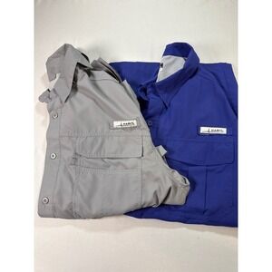 Habit Mens Fishing Shirts Bundle 2 Pack Short Sleeve Blue Grey XL Vented Pockets